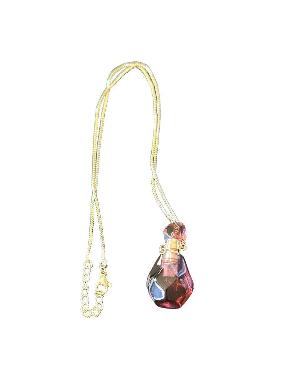Gold and Pink Perfume Essential Oil Pendant Necklace